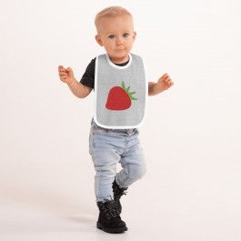 Strawberry Embroidered Baby Bib